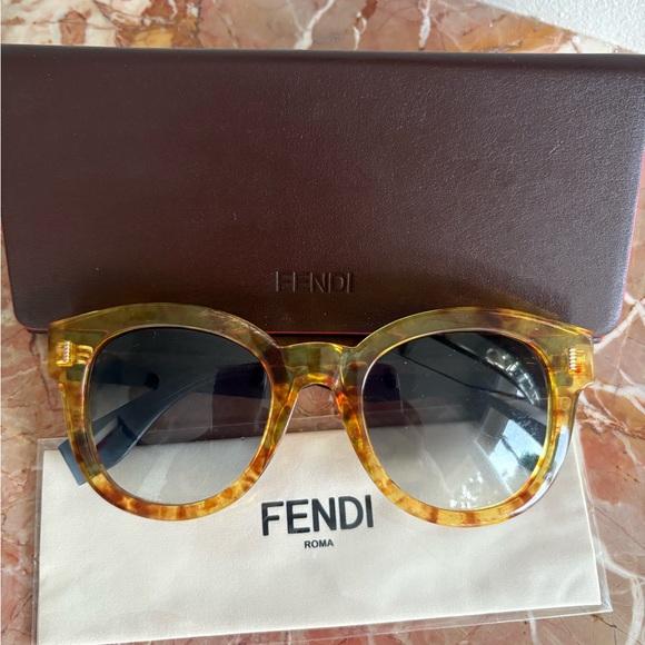 Fendi Accessories - Fendi Amber and Brown Sunglasses /w Case